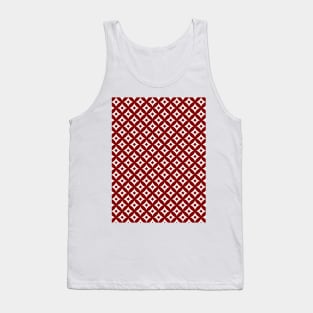 Large Dark Christmas Candy Apple Red and White Cross-Hatch Astroid Grid Pattern Tank Top